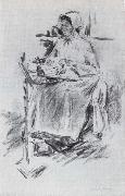 Walter Leistikow Spitzenklopplerin oil painting